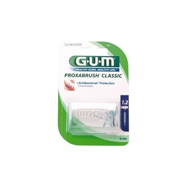 GUM - Recharge brosettes extra fines par 8 unites 1.2 mm ref 512