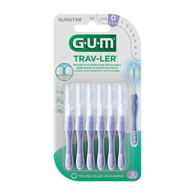 GUM - Brosette interdentaire reutilisable ref 1312 0.6 mm 6