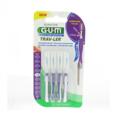 GUM - Manche par 4 unites avec brosette extra fine 1.2 mm