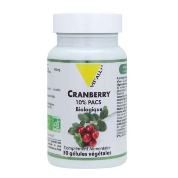 VIT'ALL+ - Cranberry 10% pacs biologique 30 gelules