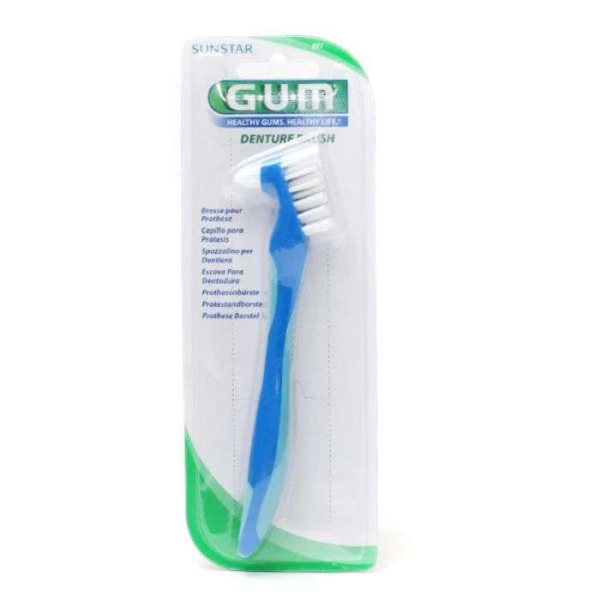 GUM - Brosse a dents prothese special dentier avec 2 tetes ref 201