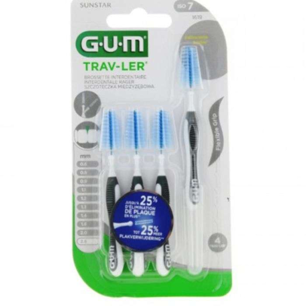 GUM - Manche par 4 unites avec brossette large 2.6mm ref 1619