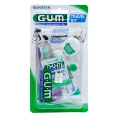 GUM - Kit voyage brosse a dents+ fil dentaire+dentifrice ref