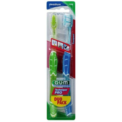 GUM - Duo pack brosse a dents technique pro medium compact