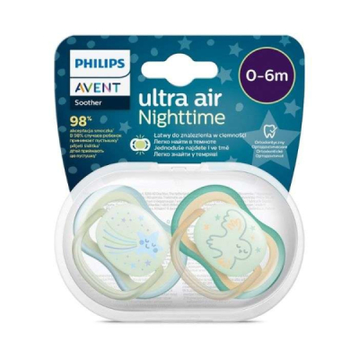 AVENT - Sucette ultra air nuit 0-6 mois pack de 2