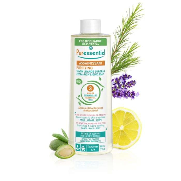 PURESSENTIEL - Assainissant savon liquide surgras eco recharge 500 ml