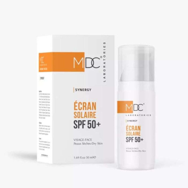 MDC - Pack synergy ecran solaire spf 50+ peaux seches 50 ml + creme hydratante 30 ml offerte
