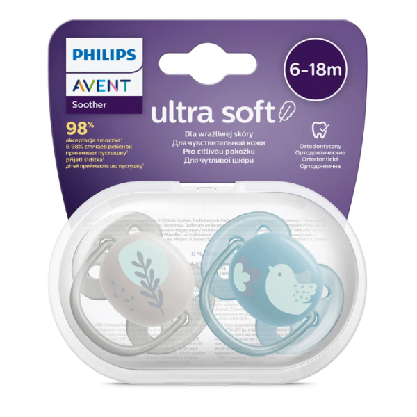 AVENT - Sucette orthodontique ultra soft peau sensible 6 a 18 mois