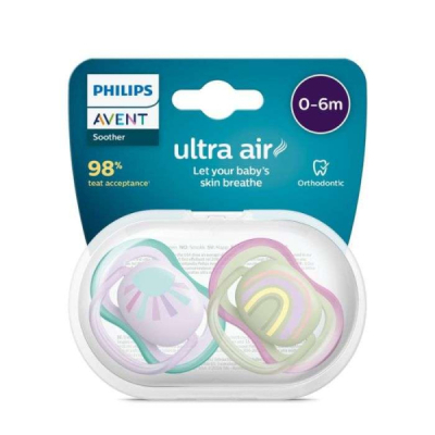 AVENT - Sucette ultra air 0-6 mois pack de 2 orthodontic
