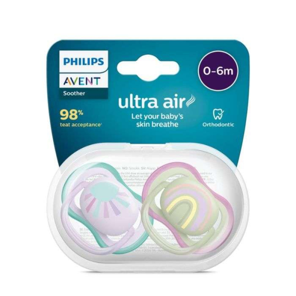 AVENT - Sucette ultra air 0-6 mois pack de 2 orthodontic