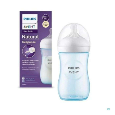 AVENT - Natural response biberon 1mois+ 260ml bleu | LE PARA