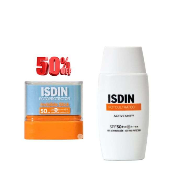 ISDIN - Duo fotoprotector stick invisible 10g + fotoultra 100 active unify 50ml