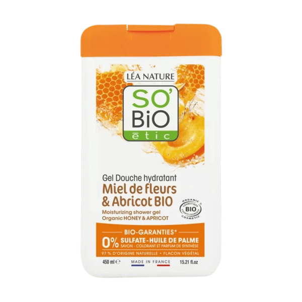So Bio Gel Douche Hydratant au Miel de Fleurs et Abricot Bio 450 ml