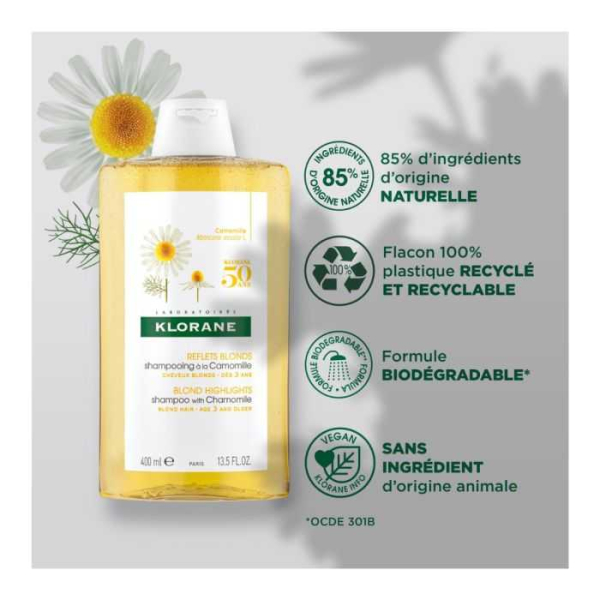 KLORANE - Shampooing a la camomille reflets blonds 200 ml