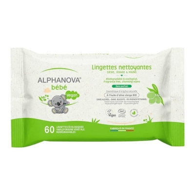 Alphanova Bébé Lingettes Écologiques 60 unités | LE PARA