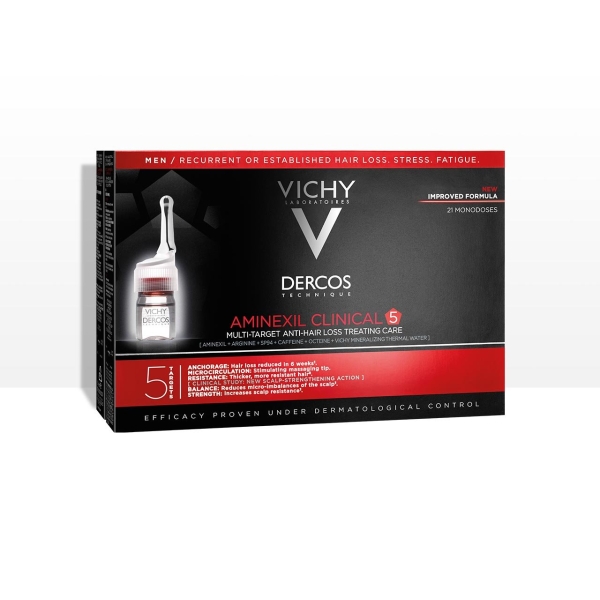 Vichy Dercos Aminexil Clinical 5 Traitement Anti-Chute Hommes 21 Ampoules