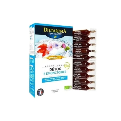 Dietaroma Drain Idéal Détox Bio 5 Émonctoires 20 Ampoules