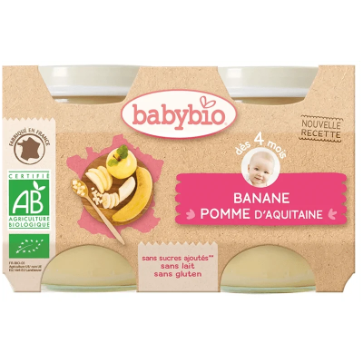 Babybio Purée de Pomme et Banane Bio 2x130G | LE PARA