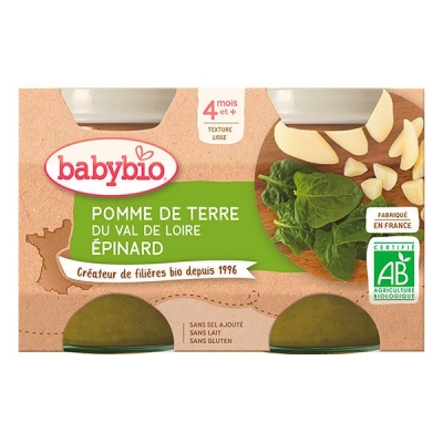 Babybio Petit Pot Pomme de Terre et Épinard 2x130g | LE PARA