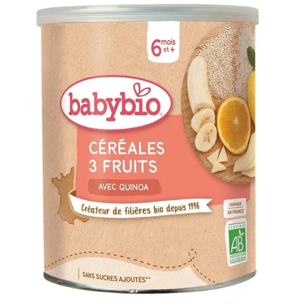 Babybio Céréales 3 Fruits avec Quinoa 220g