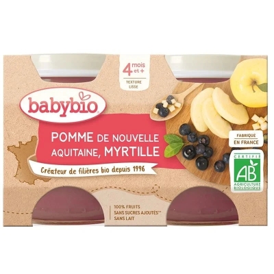 Babybio Purée Bio Pomme & Myrtille 2x130g | LE PARA