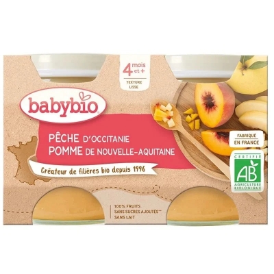 Purée Bio de Pêche et Pomme 2x130g - Babybio | LE PARA