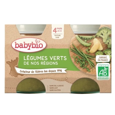 Babybio Petit Pot Légumes Verts Bio 2x130G
