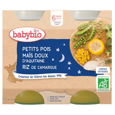 Babybio Petit Pot Petits Pois Maïs Riz | LE PARA