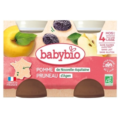 Babybio Petit Pot Pomme Pruneau Bio 4 Mois+ | LE PARA