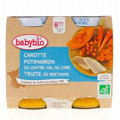 Babybio Purée Bio Carotte Potimarron Truite 8m+ | LE PARA