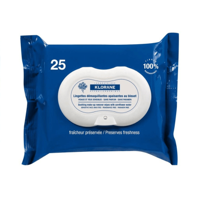 Klorane Lingettes Démaquillantes au Bleuet - 25 Pièces