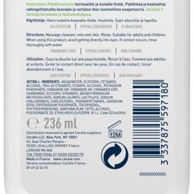 CERAVE - Creme lavante hydratante 236 ml | LE PARA