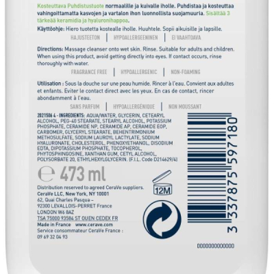 CERAVE - Creme lavante hydratante 473 ml | LE PARA